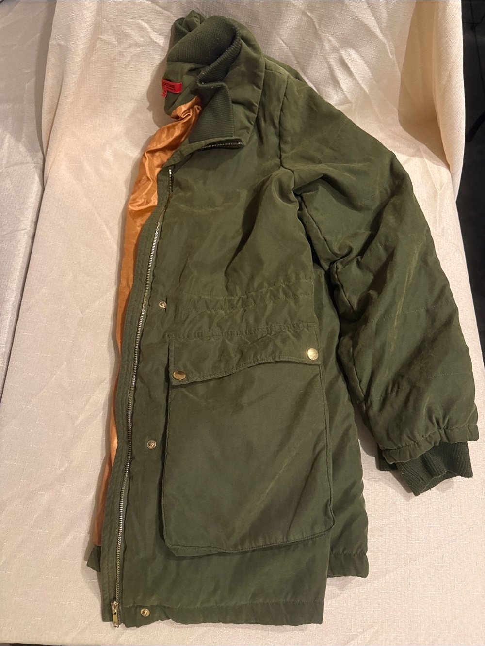 WOW couture Olive Green Parka Jacket with Orange Lining